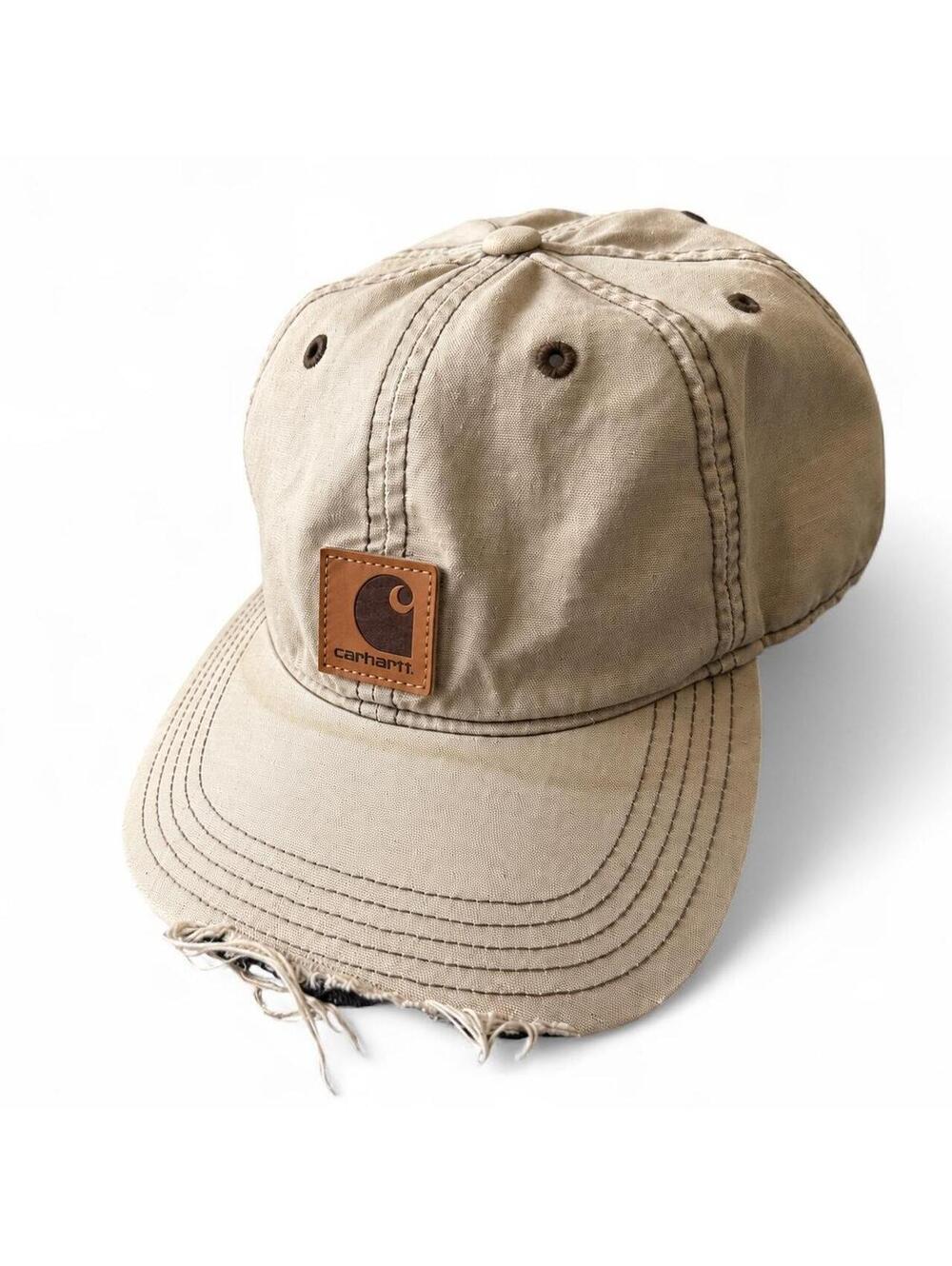 Crazy fire distressed Y2K vintage leather patch Carhartt hat.